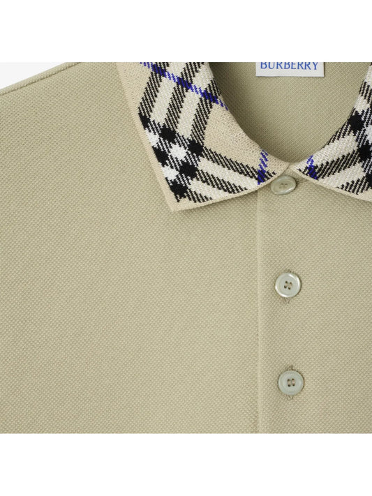Burberry Checked Short Sleeved Polo Shirt Sage