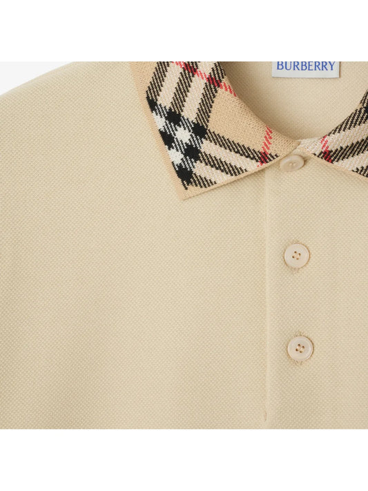 Burberry Checked Short Sleeved Polo Shirt Nutmeg