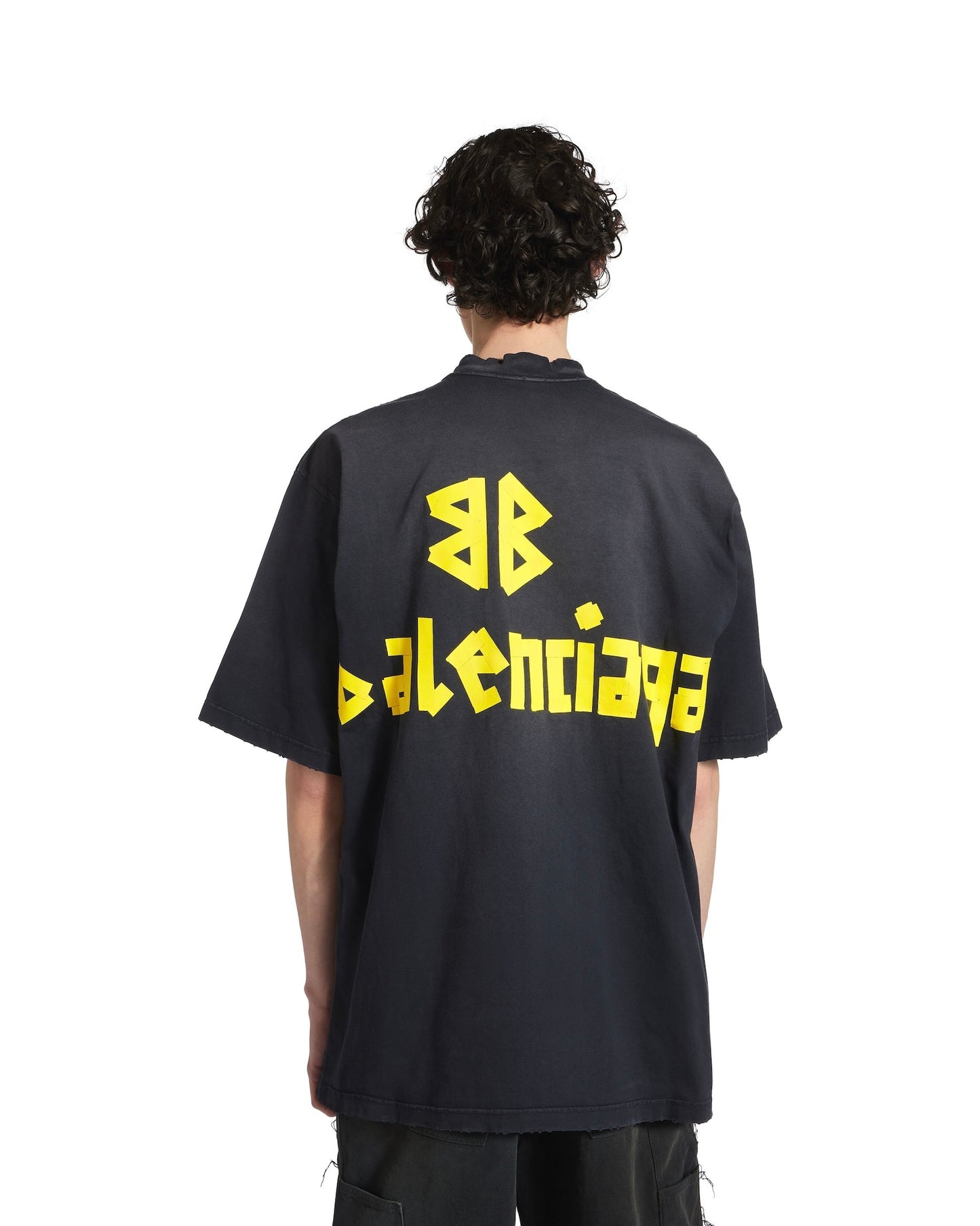BALENCIAGA Tape Type T-Shirt – Medium Fit (Black Faded)