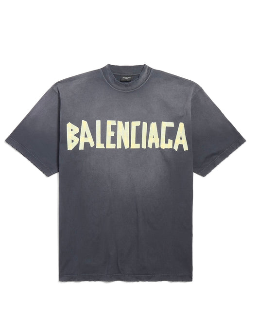 BALENCIAGA Tape Type T-Shirt – Medium Fit (Black Faded)