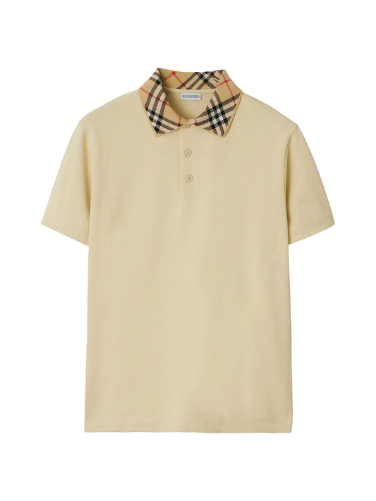 Burberry Checked Short Sleeved Polo Shirt Nutmeg