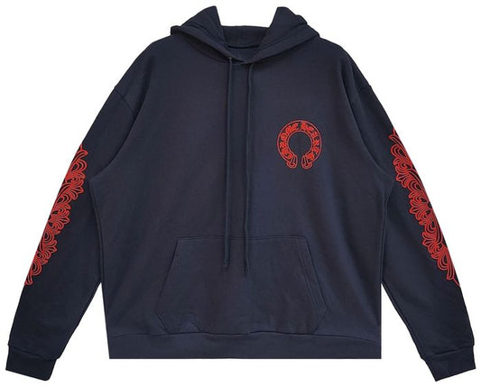 Chrome Hearts Horseshoe Floral Hoodie 'Navy/Red'