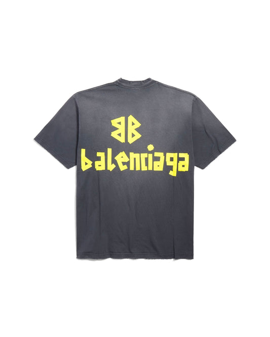 BALENCIAGA Tape Type T-Shirt – Medium Fit (Black Faded)