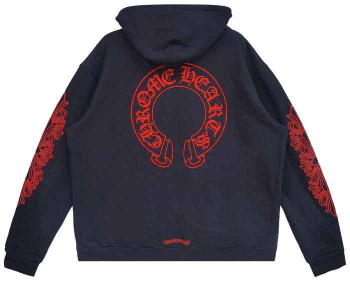 Chrome Hearts Horseshoe Floral Hoodie 'Navy/Red'