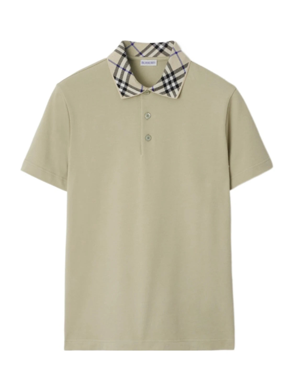 Burberry Checked Short Sleeved Polo Shirt Sage